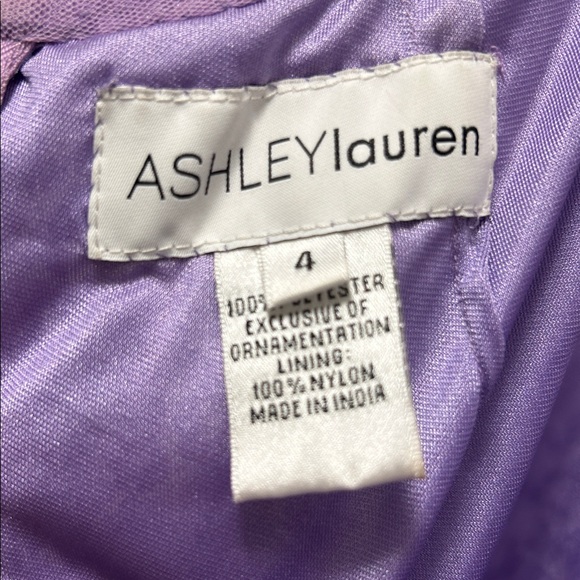 CUSTOM COLOR Ashley Lauren Lavender Sequin Open Back off-the-Shoulder Slit Gown - Picture 6 of 8